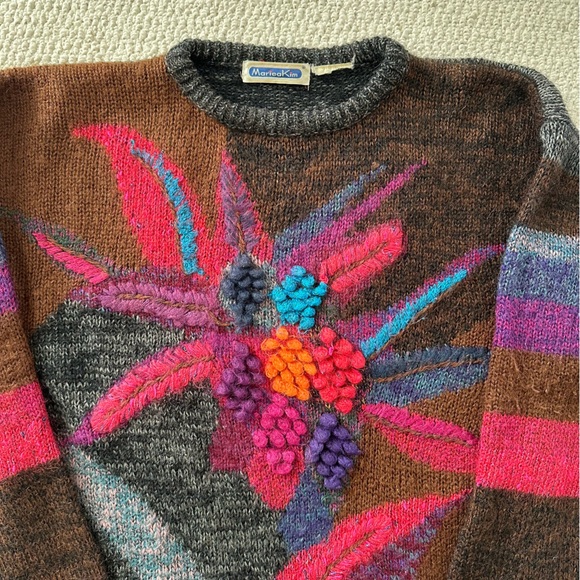 Vintage 80s Wool Patterned Mariea Kim Sweater - Picture 2 of 6